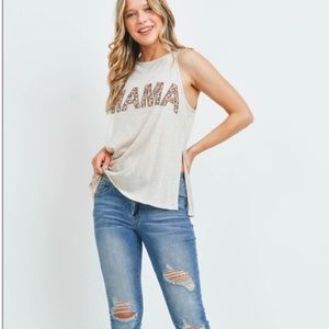 Mama Sleeveless round neck animal print top